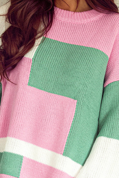 NEW! Colorblock Drop Shoulder Bell Sleeve Sweater