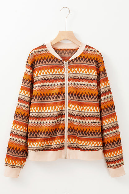 Boho Stripe Zip Up Jacket