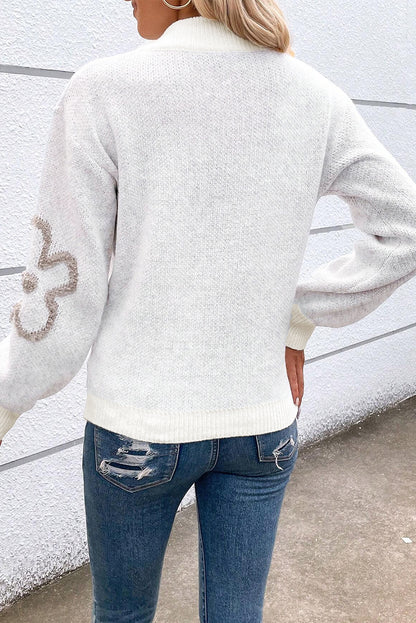 Floral Half Zipped Sweater