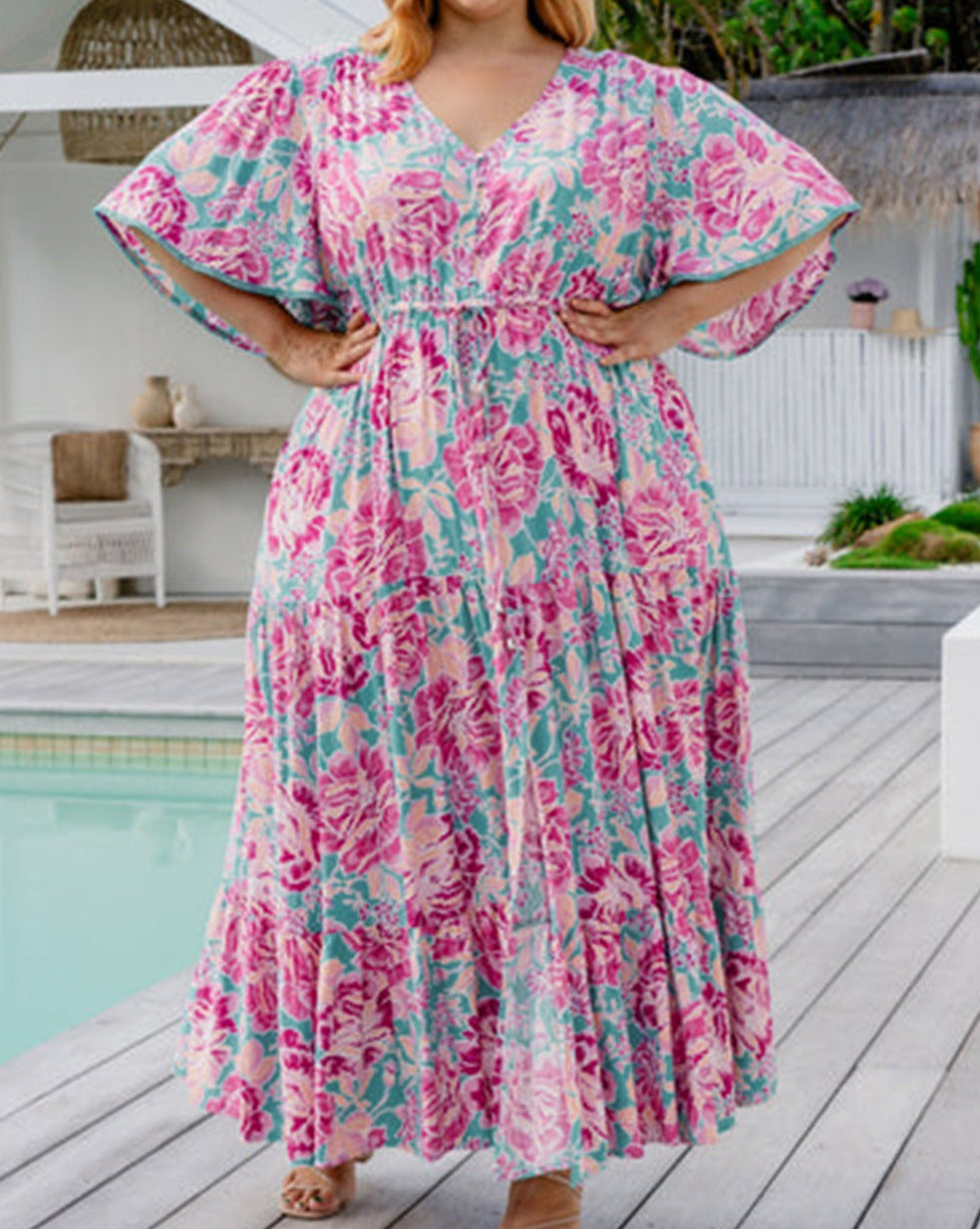 Floral Tiered Maxi Dress Plus Size