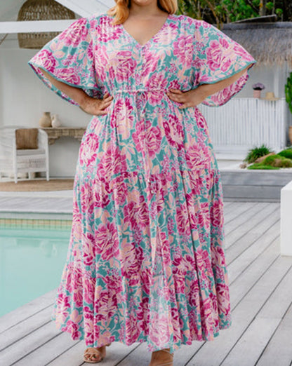 Floral Tiered Maxi Dress Plus Size