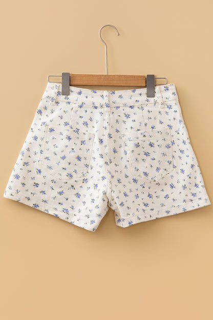 Floral Denim High Waist Shorts