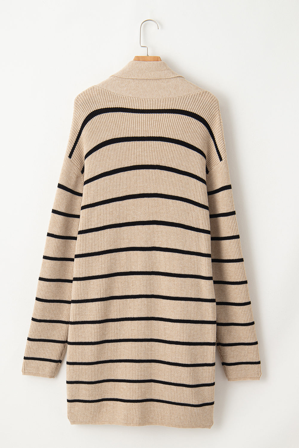 Stripe Shawl Collar Open Front Cardigan