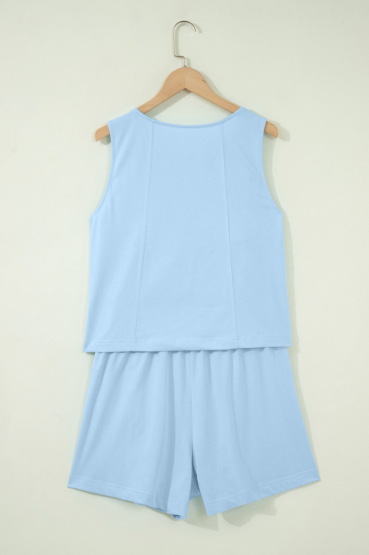 Solid Stitched Tank Top & Elastic Short Set
