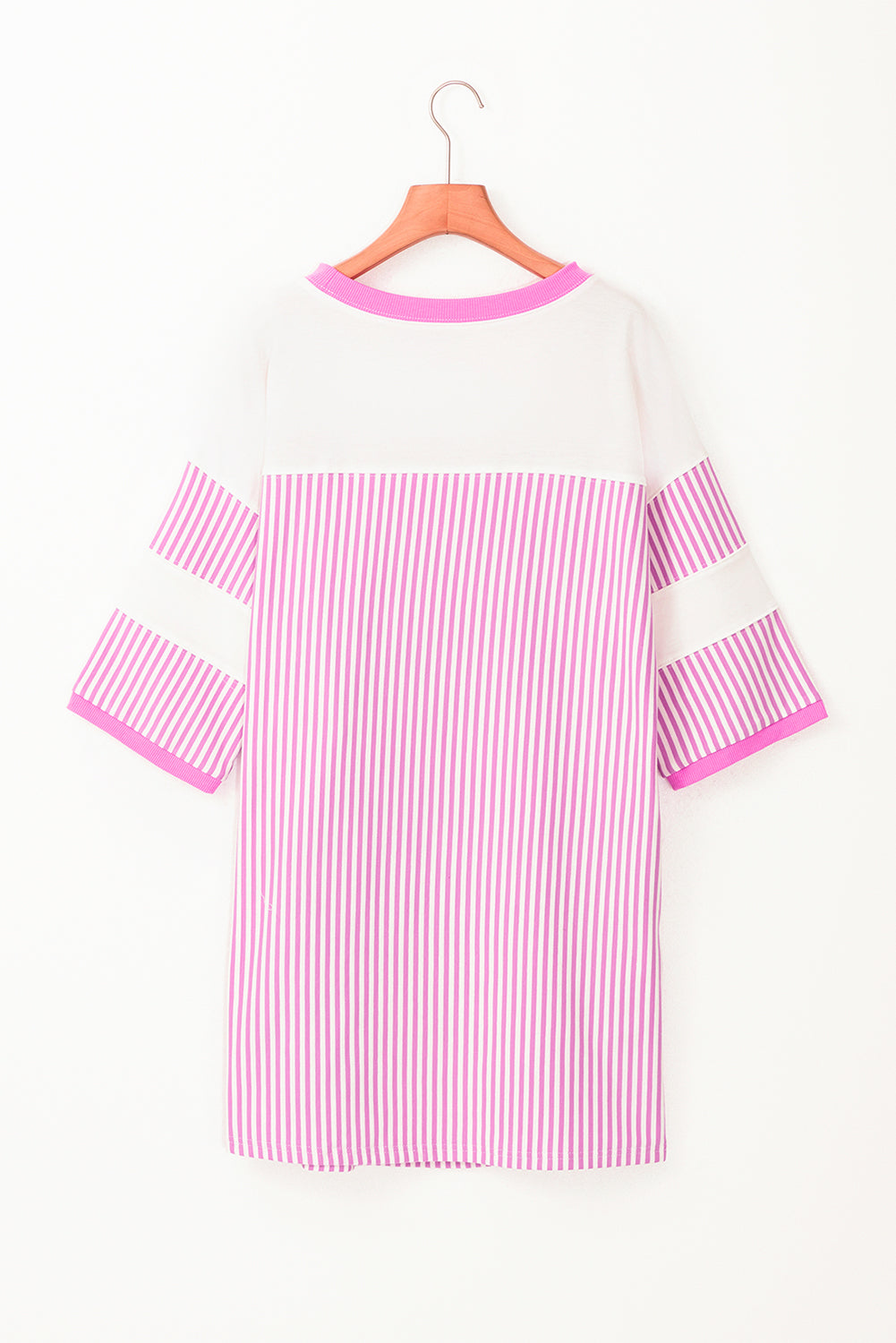 Stripe Patchwork 3/4 Sleeve Mini Dress