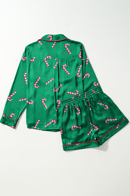 Candy Cane Shirt and Shorts Pajama Set