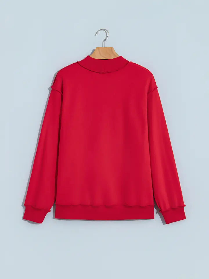 Jesus Saves Graphic Print Mock Neck Sweatshirt