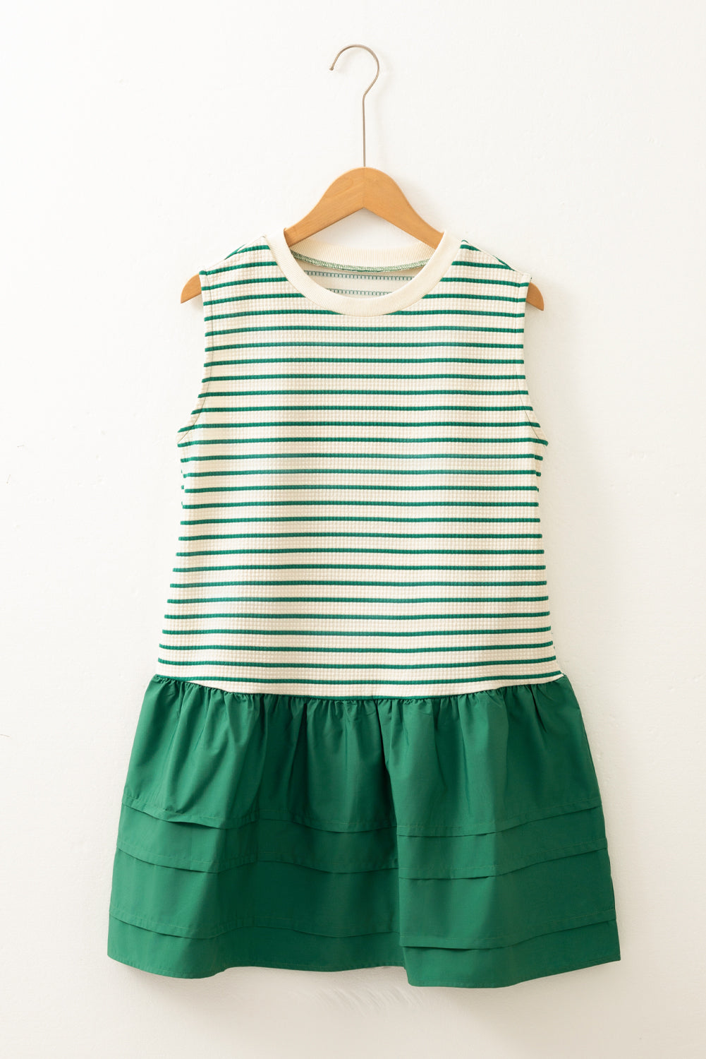 Stripe Woven Sleeveless Ruffle Mini Dress