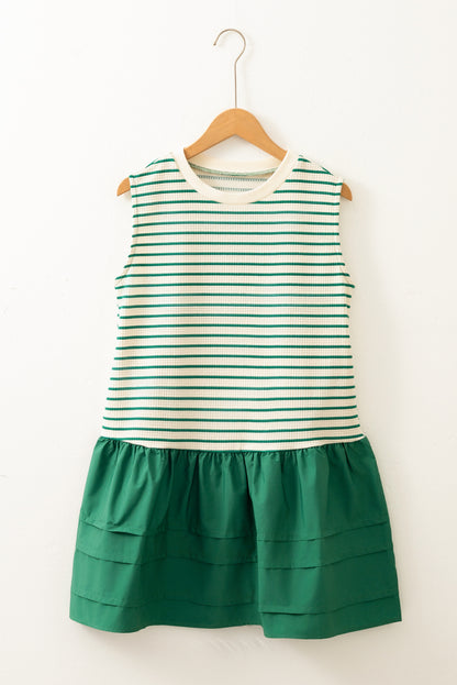 Stripe Woven Sleeveless Ruffle Mini Dress