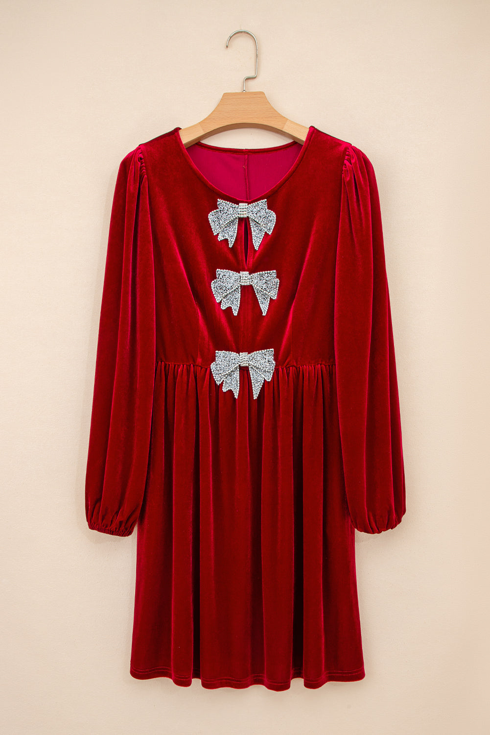 Bow Tie Velvet High Waist Mini Dress