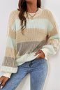 Colorblock Stripe Bubble Sleeve Sweater