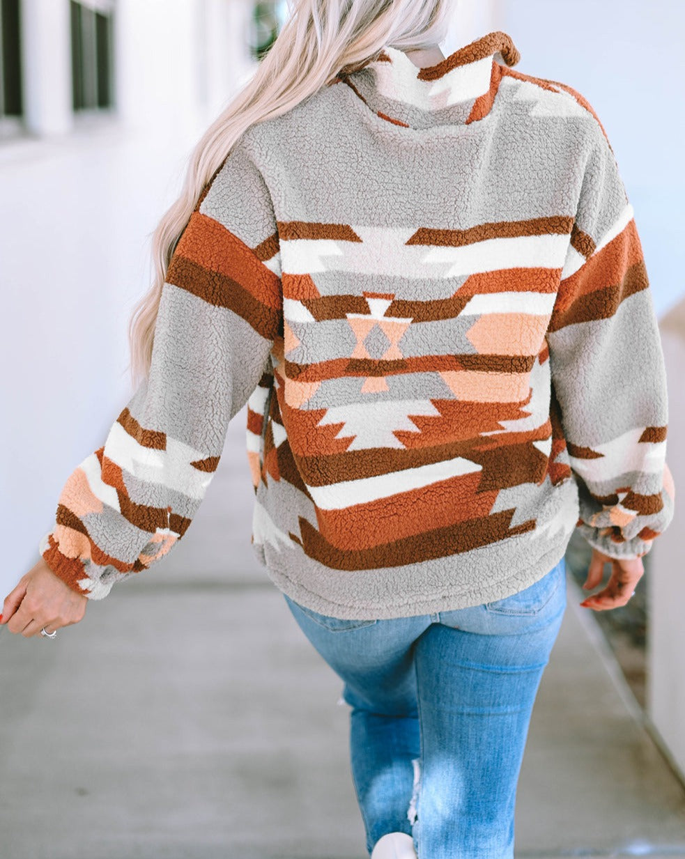 Aztec Fleece Quarter Zip Sweatshirt