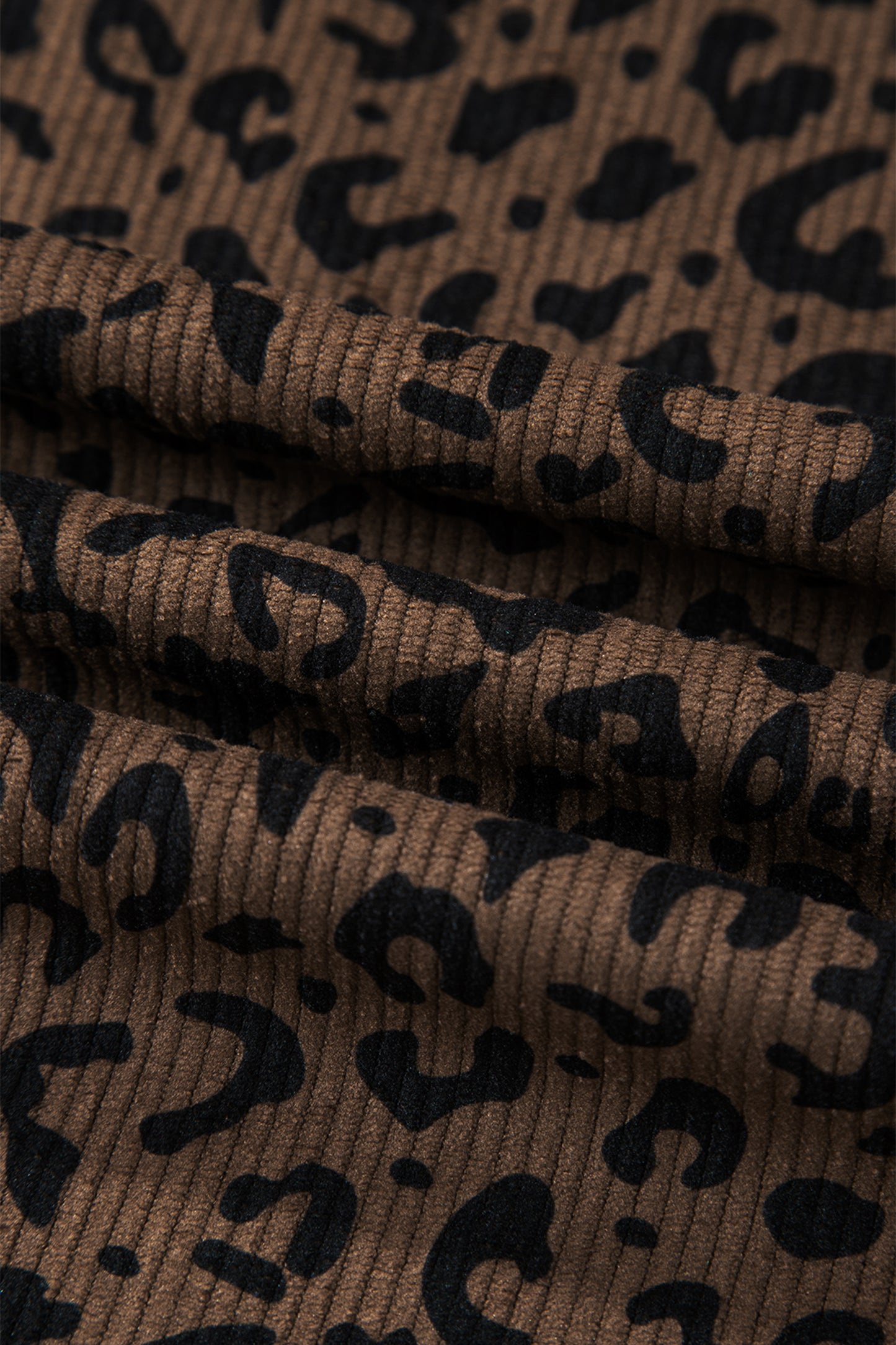 Leopard Elastic High Waist Loose Corduroy Pants