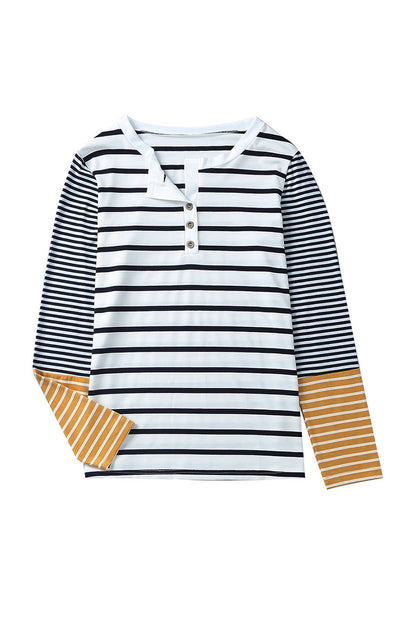 Stripe Long Sleeve Henley Top