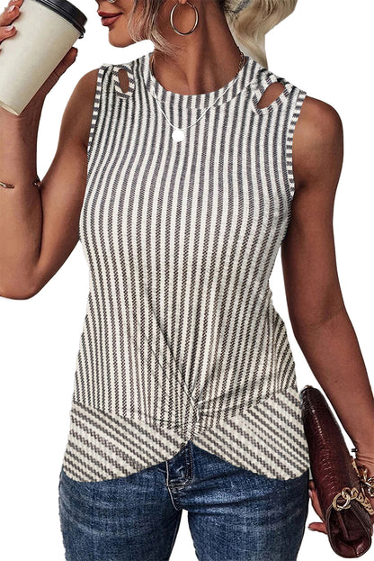 Stripe Twist Front Tank Top