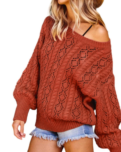 Cable Knit Drop Shoulder Sweater