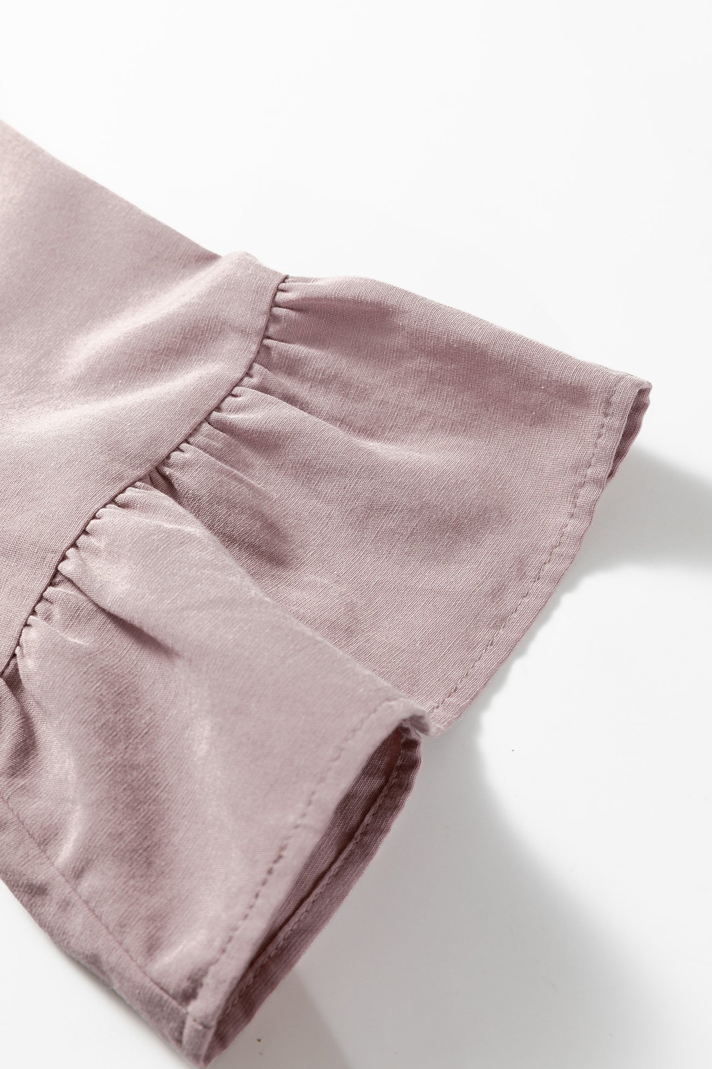 Solid Split V-Neck Ruffle Sleeve Peplum Blouse