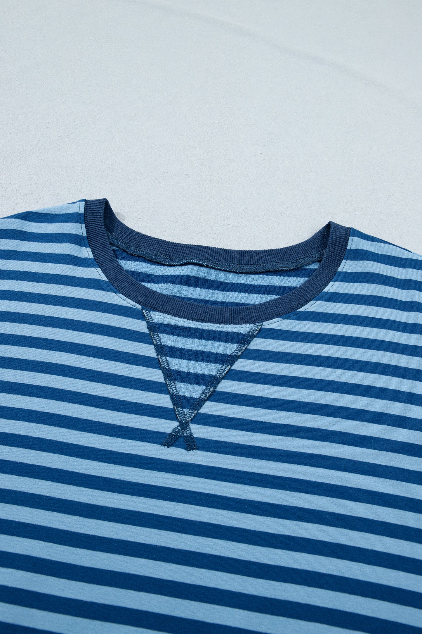 Plus Size Stripe Dropped Shoulder Tee & Shorts Set