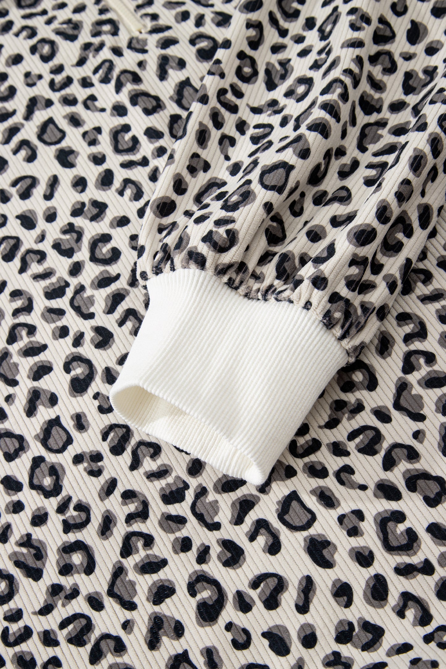 Leopard Corduroy Quarter-Zip Sweatshirt