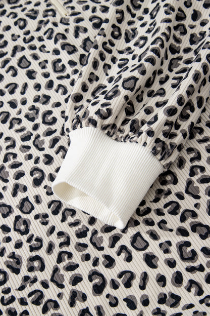 Leopard Corduroy Quarter-Zip Sweatshirt