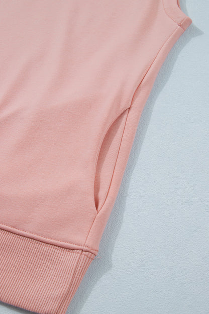 Solid Mock Neck Cap Sleeve Oversized Top