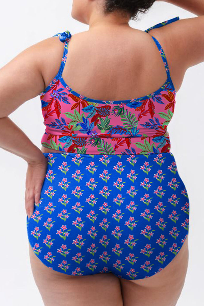 Plus Size Floral High Waist Bikini Set