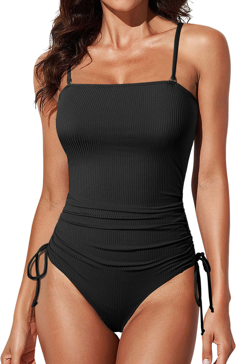 Ribbed Ruched Side One-Piece Swimsuit