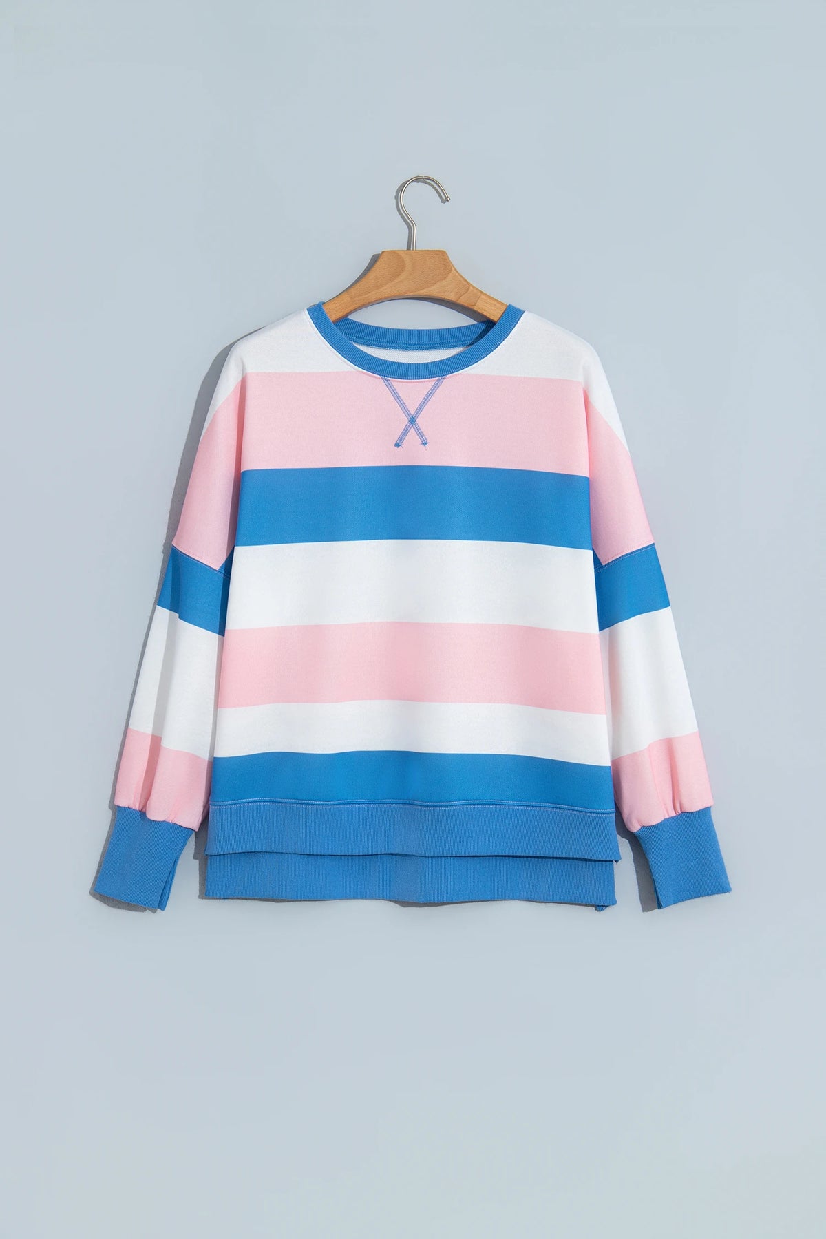 Stripe Colorblock Long Sleeve Oversized Top