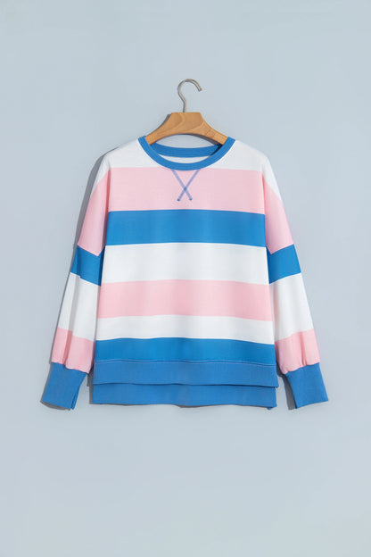 Stripe Colorblock Long Sleeve Oversized Top