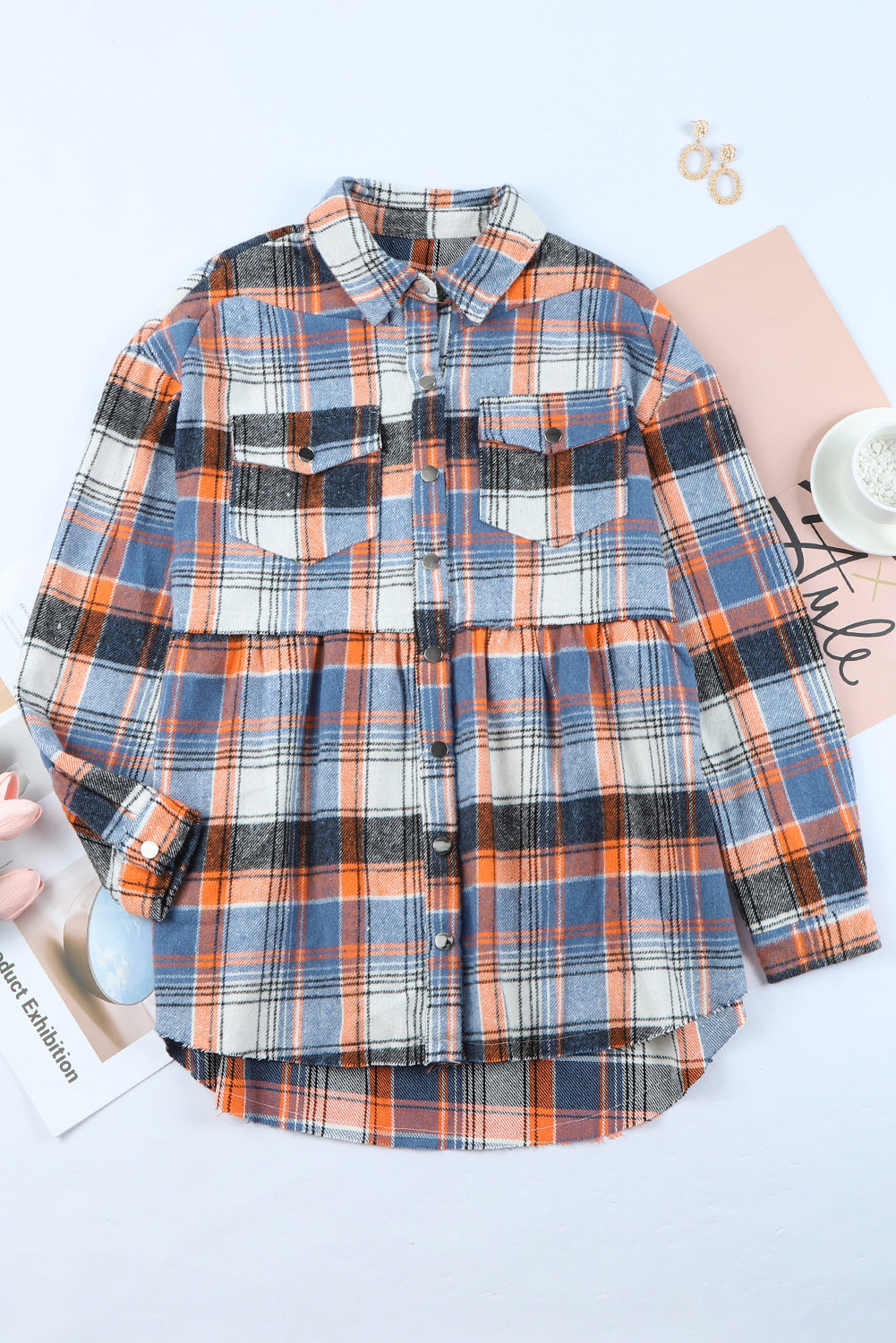 Plaid Ruffle Shirt Jacket