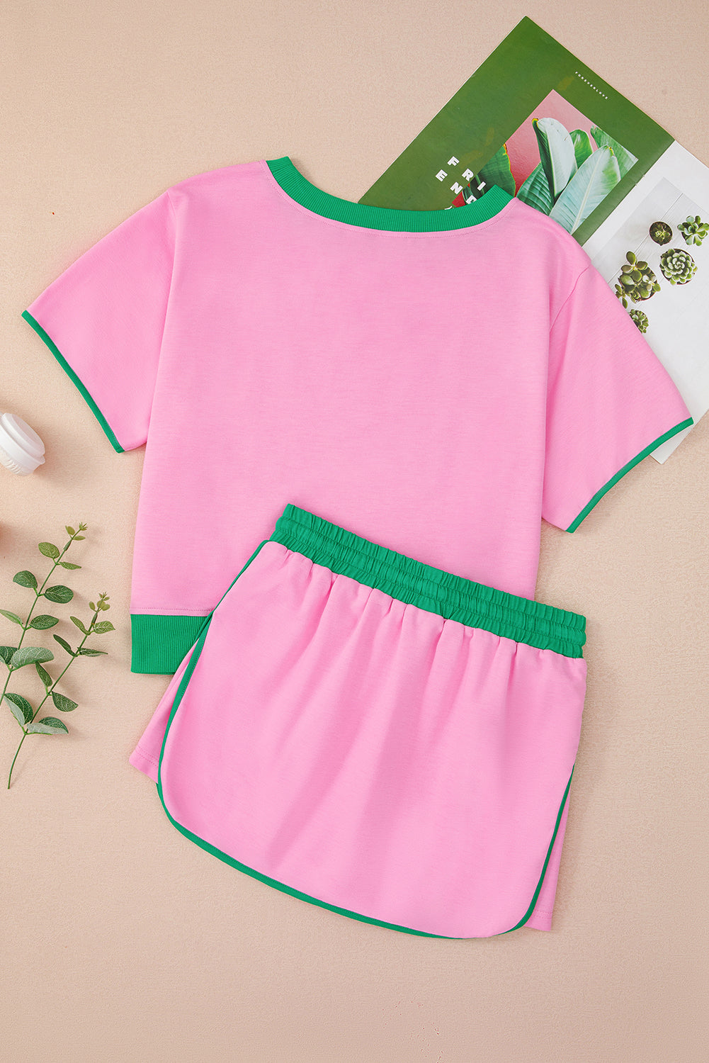 Colorblock Short Sleeve T-Shirt and Skort Set