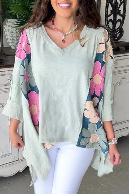 Floral Patchwork Reverse Seam Top