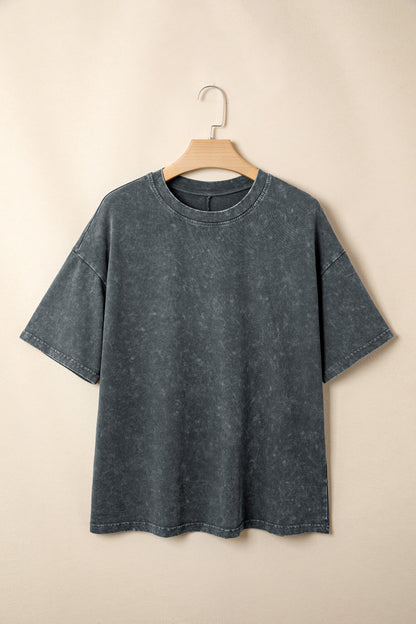 Solid Mineral Washed Short Sleeve Oversize Tee