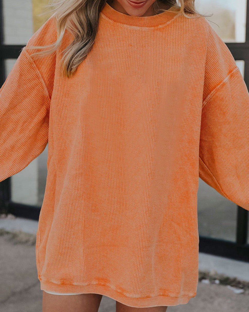 Ribbed Long Sleeve Oversized Sweatshirt