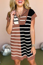 Stripe Colorblock Short Sleeve Sweater Dress