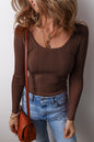 Ribbed Solid Long Sleeve Top