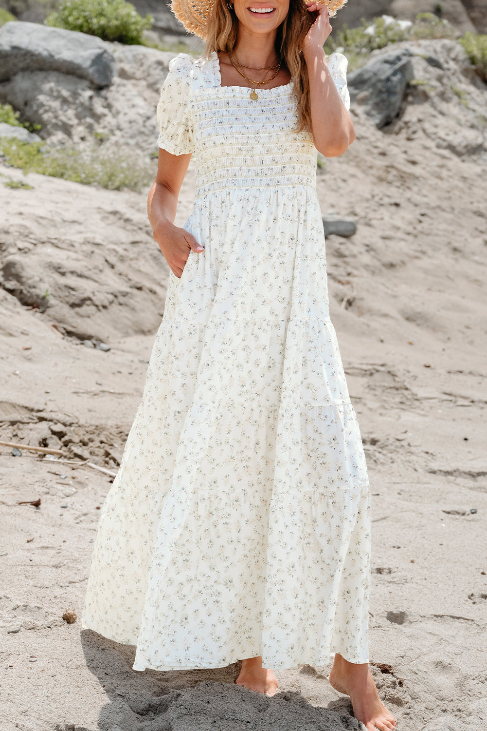 Floral Smocked Tiered Maxi Dress