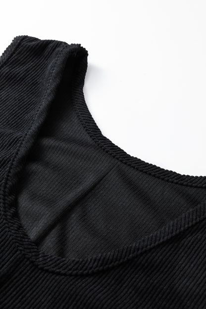 Plus Size Solid Corduroy Sleeveless Mini Dress