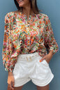 Multicolor Floral Puff Sleeve Shirt