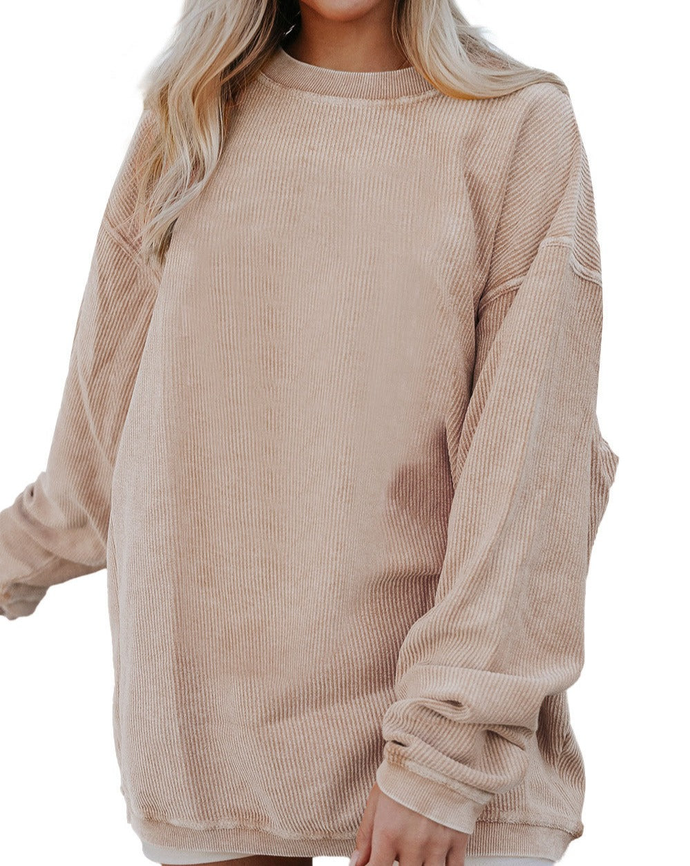 Ribbed Long Sleeve Oversized Sweatshirt