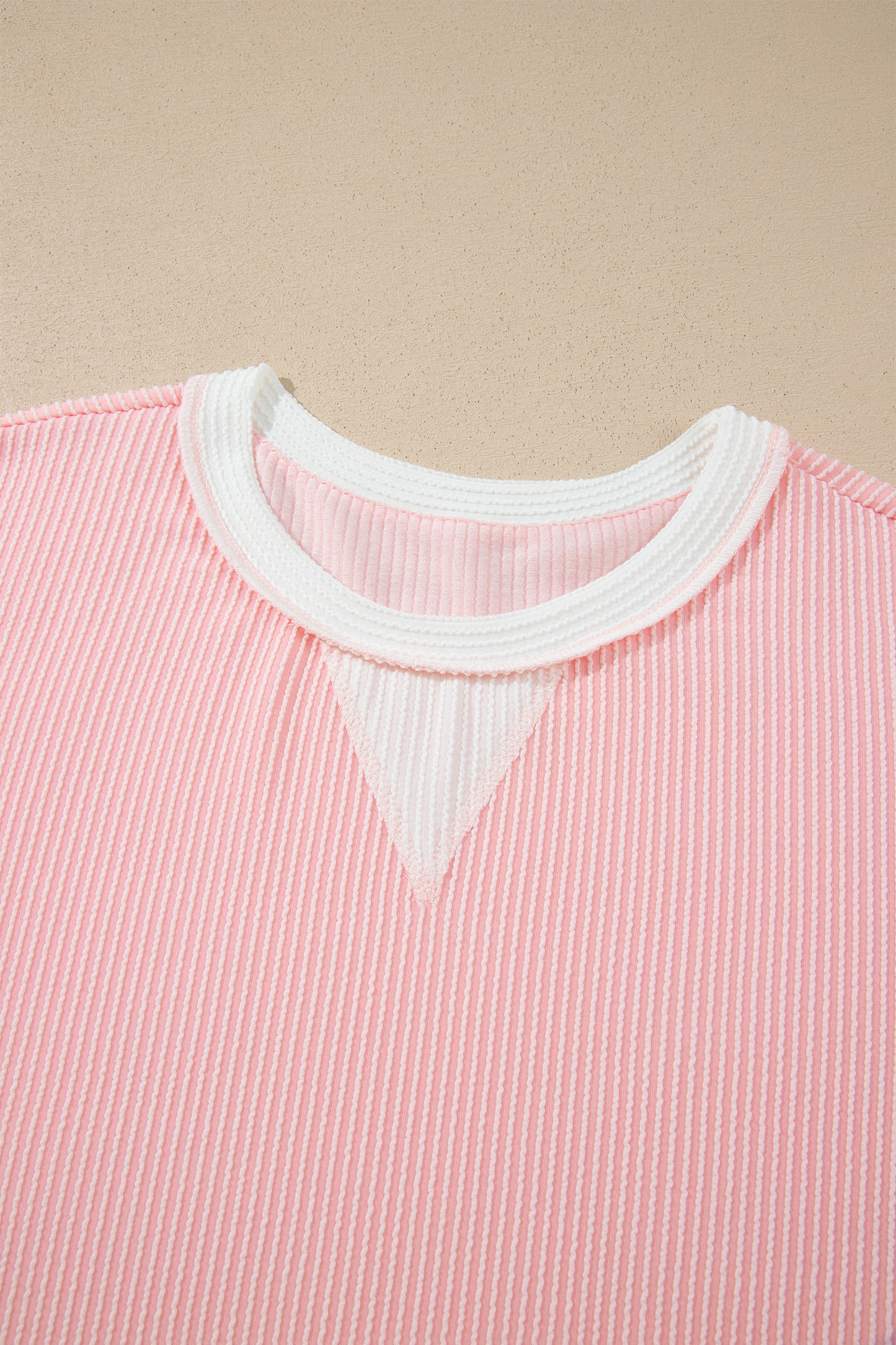 Plus Size Colorblock Ribbed Knit Long Sleeve Blouse