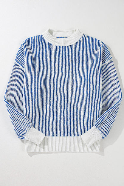 Stripe Contrast Trim Sweater