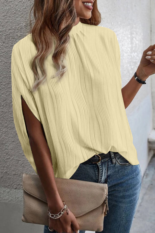 Wavy Texture Split Sleeve Blouse