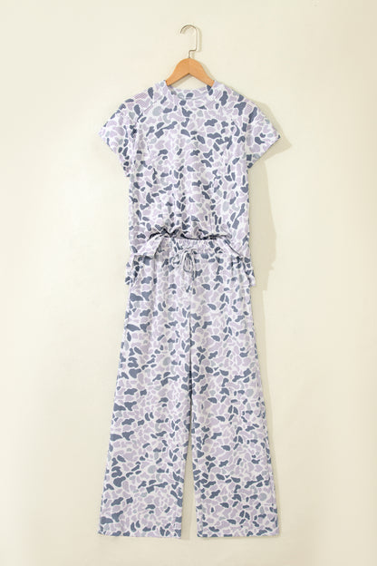 Camo Corded Knit Tee & Drawstring Pants Set