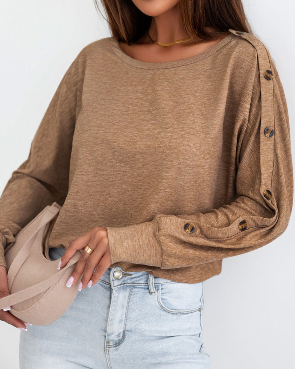 Buttoned Dolman Sleeve Top