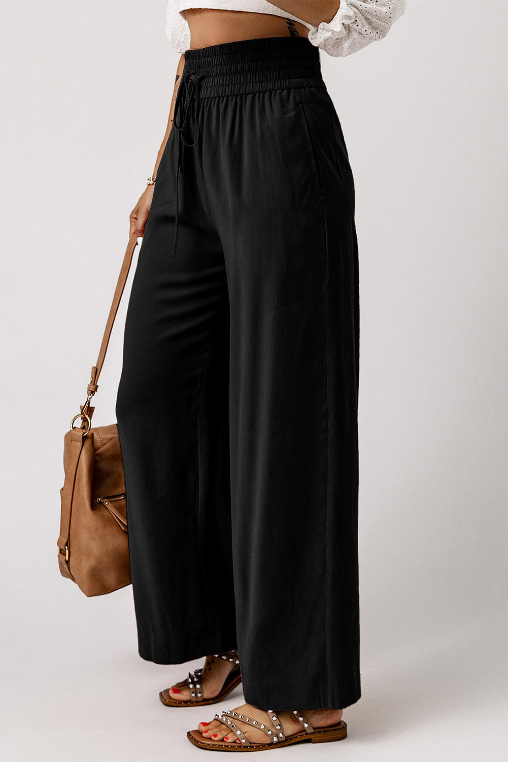 Drawstring Elastic Waist Pants