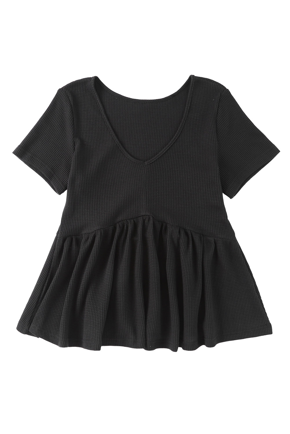 Waffle Short Sleeve Peplum Top