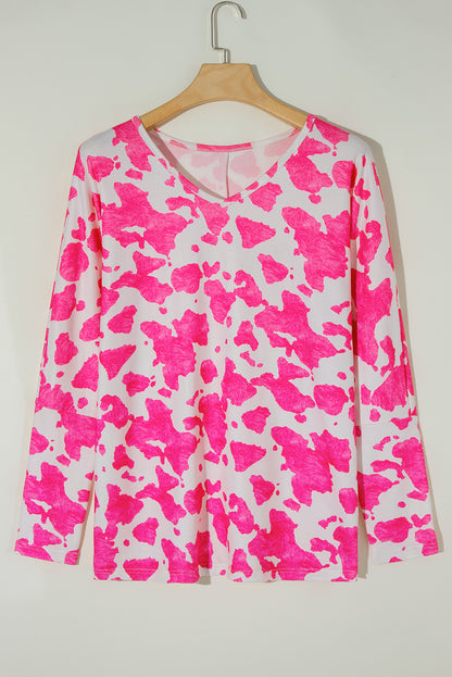 Cow Spot Long Sleeve Top Plus Size