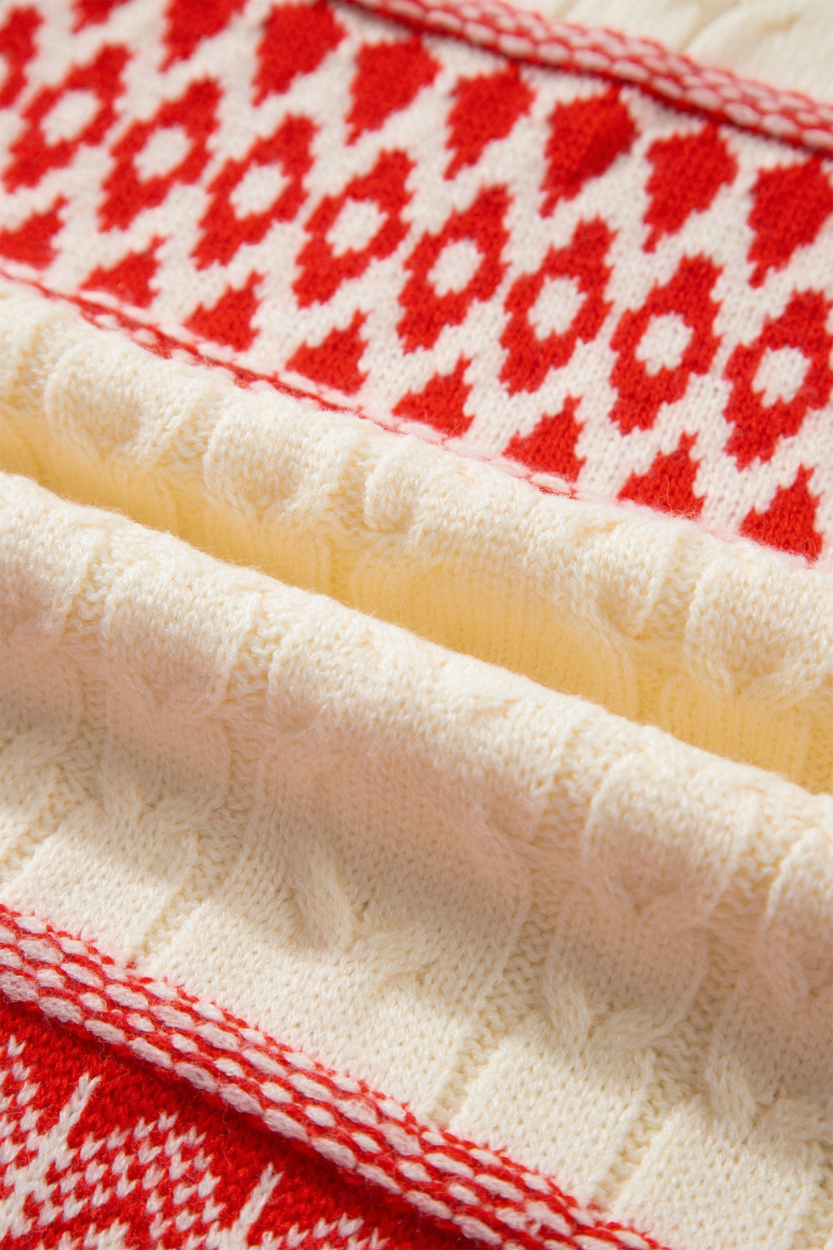 Western Fair Isle Cable Knit Round Neck Sweater