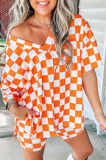 Checker Tee and Shorts Lounge Set